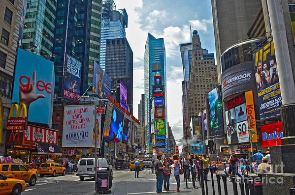 Times Square Art Print featuring the digital art Times Square #3 by Pravine Chester