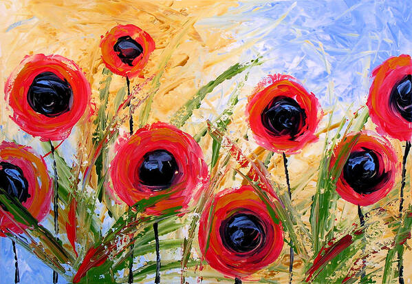 Poppy Art Print featuring the painting Abstract Modern Floral Art POPPY GARDEN by Amy Giacomelli by Amy Giacomelli