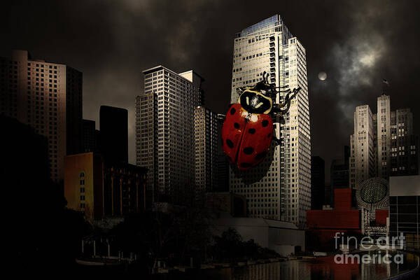 San Francisco Art Print featuring the photograph Attack of The Giant Killer Ladybug of San Francisco . 7D4262 by Wingsdomain Art and Photography