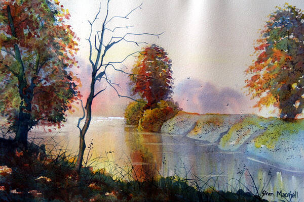 Landscape Art Print featuring the painting Autumn on the Ouse by Glenn Marshall