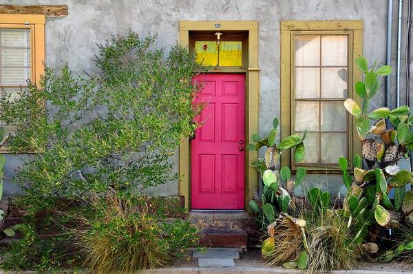  Art Print featuring the photograph Barrio Door Pink and Gray by Mark Valentine