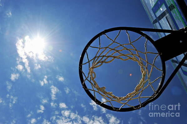 Aspirations Art Print featuring the photograph Basketball Hoop and the Sun by Sami Sarkis