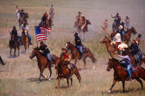 Old West Art Print featuring the painting Battle of Greasy Grass by Dean Wittle