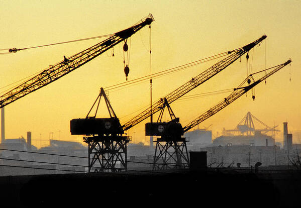 Shipyards Art Print featuring the photograph Blue Collar Sunset by Mike Flynn