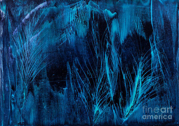 Blue Art Print featuring the painting Blue feathers background art by Simon Bratt