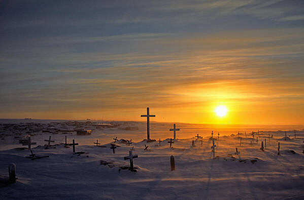 Light Art Print featuring the photograph Cemetary In Winter, Igloolik, Nunavut by Robert Postma