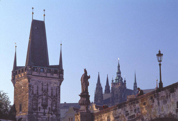 Interesting Art Print featuring the photograph Charles Bridge St Vitus Cathedral by Tom Wurl