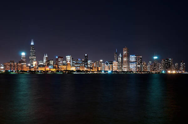 Chicago Art Print featuring the photograph Chicago at Night by Mark Whitt