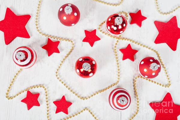 Santa Art Print featuring the photograph Christmas balls and stars by Sabino Parente