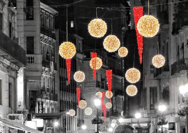 Christmas Lights Art Print featuring the photograph Christmas Lights in Alicante by Marianna Mills
