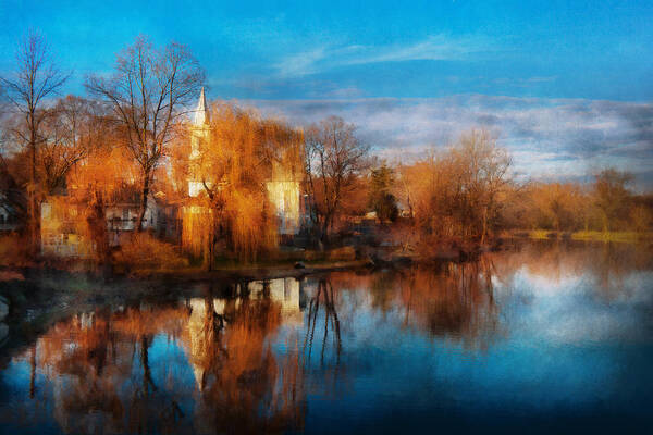 Church Art Print featuring the photograph Church - Clinton NJ - Clinton United Methodist Church by Mike Savad