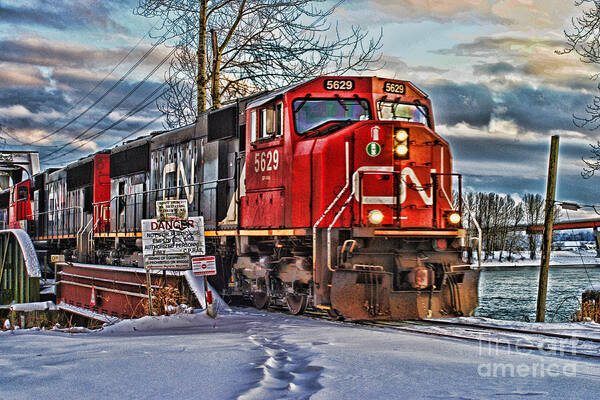 Trains Art Print featuring the photograph CN Locomotive HDR by Randy Harris