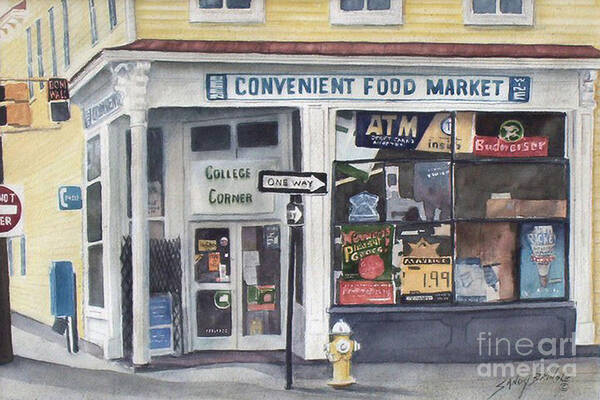 Watercolor Art Print featuring the painting College Corner original...SOLD by Sandy Brindle