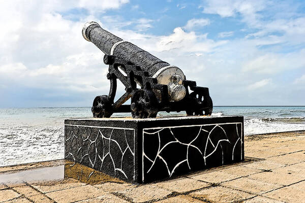 Interesting Art Print featuring the photograph Colombo Cannons on Seashore by Kantilal Patel