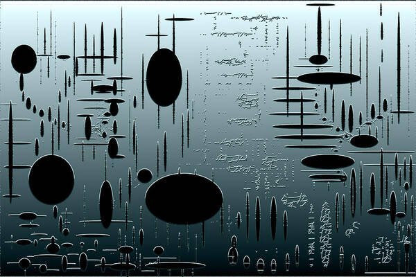 Digital Art Print featuring the digital art Digital Dimension in Aquamarine Series Image 1 by Marie Jamieson