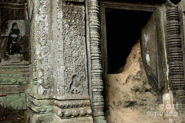 Cambodian Youth Art Print featuring the photograph Doorway Ankor Wat by Bob Christopher