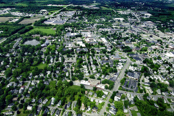 Aerial Art Print featuring the photograph Downtown Keene by Greg Fortier