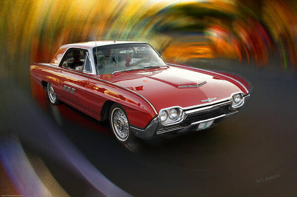 Special Effect Art Print featuring the photograph Early 60s Red Thunderbird by Mick Anderson