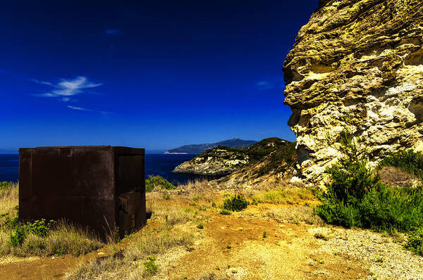 Isola D'elba Art Print featuring the photograph ELBA ISLAND - Rusty iron cube landscape - ph Enrico Pelos by Enrico Pelos