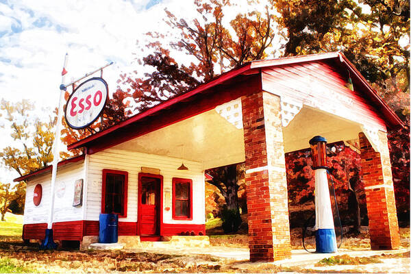Esso Art Print featuring the painting Esso Filling Station by Lynne Jenkins