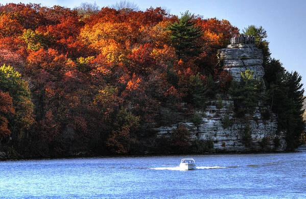 Landscape Art Print featuring the photograph Fall boating at Starved Rock by Coby Cooper