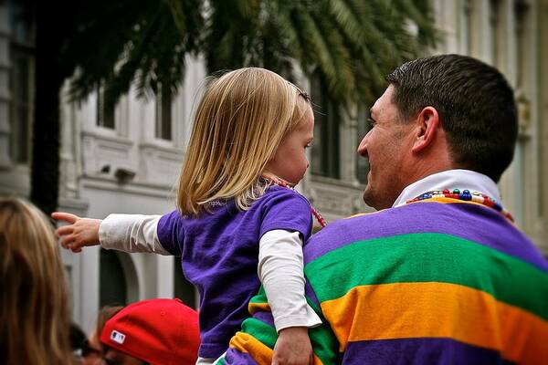 New Orleans Art Print featuring the photograph Father and Daughter Parade Goers by Jim Albritton
