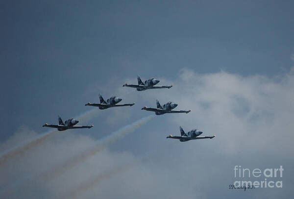 Heavy Metal Jet Team Art Print featuring the photograph Five Man Formation by Susan Stevens Crosby