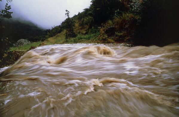 Flood Art Print featuring the photograph Flooded Stream Pouring Down Steep Slopes In Valley by Dr Morley Read