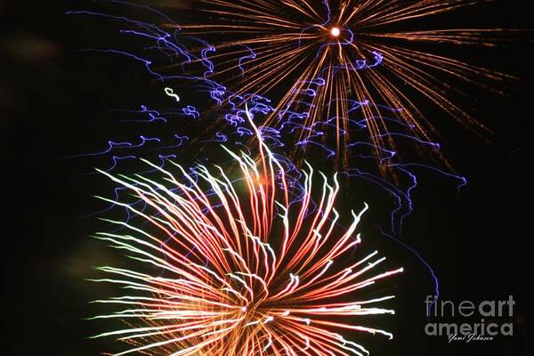 Fireworks Art Print featuring the photograph Flowers in sky by Yumi Johnson