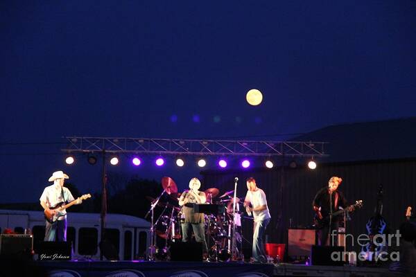 Full Moon Art Print featuring the photograph Full moon rising over the band by Yumi Johnson