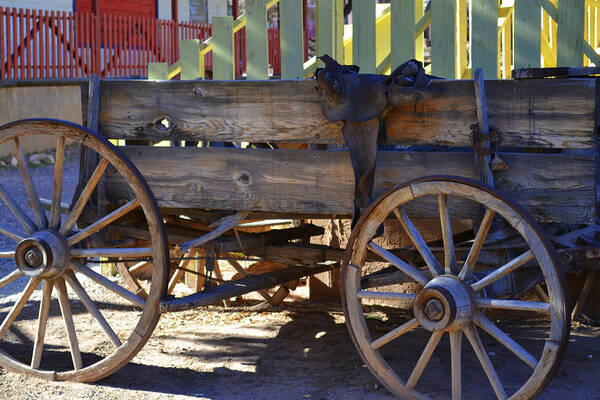 Wagon Art Print featuring the photograph Go West by Diane montana Jansson