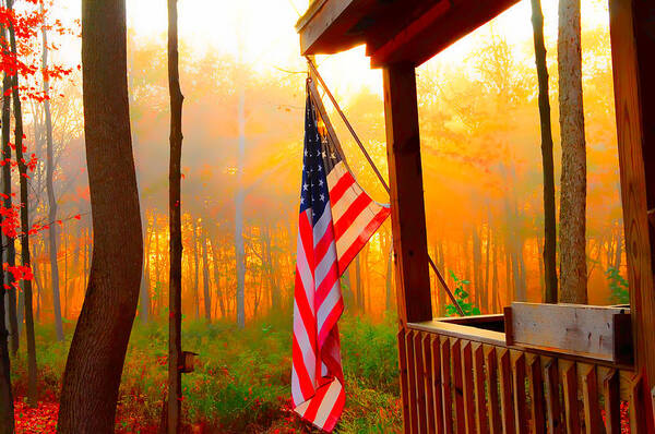 Flag Art Print featuring the photograph God Country Home by Randall Branham