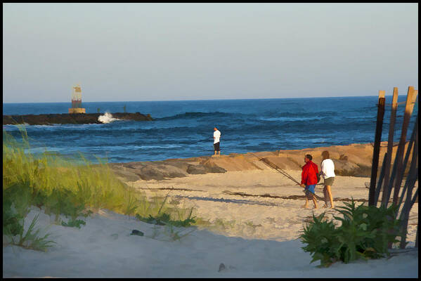 Shinnecock Inlet Art Print featuring the photograph Going Fishing by Cathy Kovarik