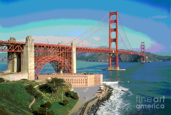 Golden Gate Bridge Bay Side Art Print featuring the photograph Golden Gate Bridge Bay Side by Padre Art