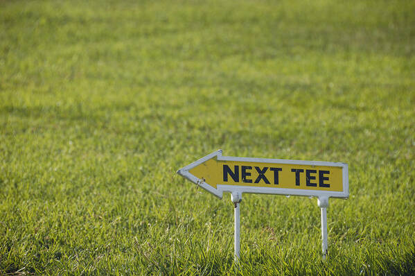 Golf Art Print featuring the photograph Golf cours with sign next tee by Matthias Hauser