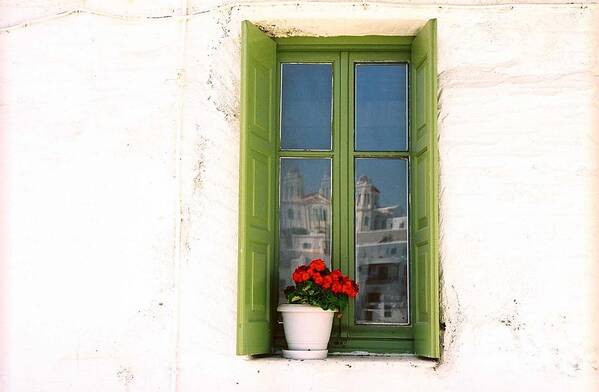Greek Window Art Print featuring the photograph Greek Window by Claude Taylor