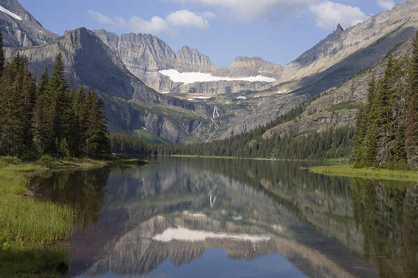 00439323 Art Print featuring the photograph Grinnell Lake With Melting Grinnell by Sebastian Kennerknecht