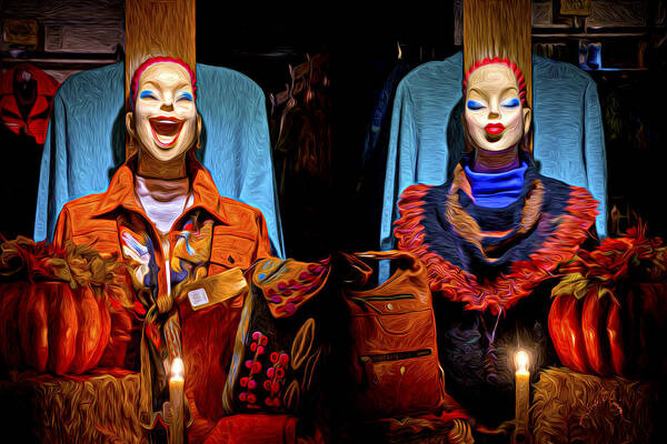 Mannequins Art Print featuring the photograph Halloweenequins by T Cairns
