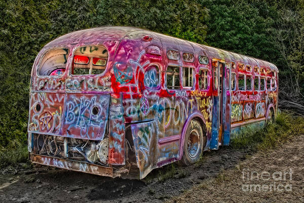 Graffiti Art Print featuring the photograph Haunted Graffiti Bus II by Susan Candelario