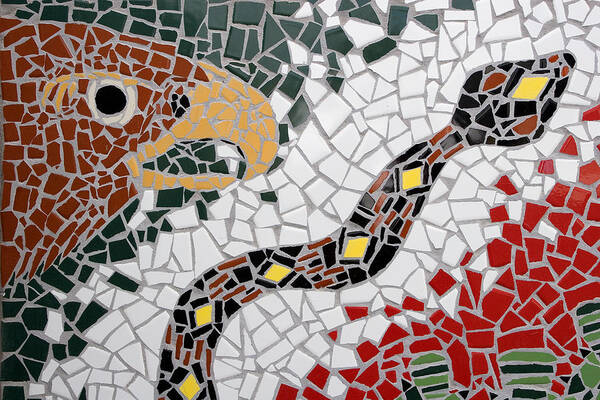 Red Art Print featuring the photograph Hawk and Snake Mosaic by Carol Leigh
