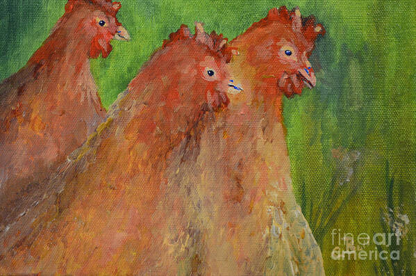 Chickens Art Print featuring the painting Hens and Chickens by Claire Bull