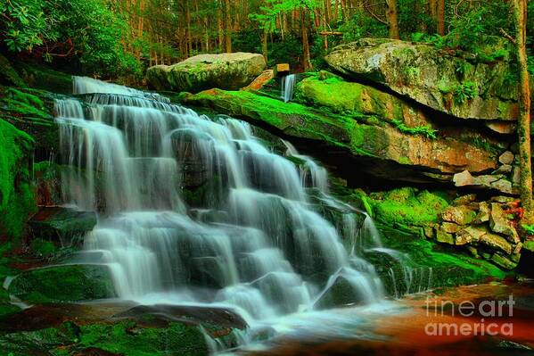 Black Water Falls State Park Art Print featuring the photograph Hidden Falls At Black Water by Adam Jewell