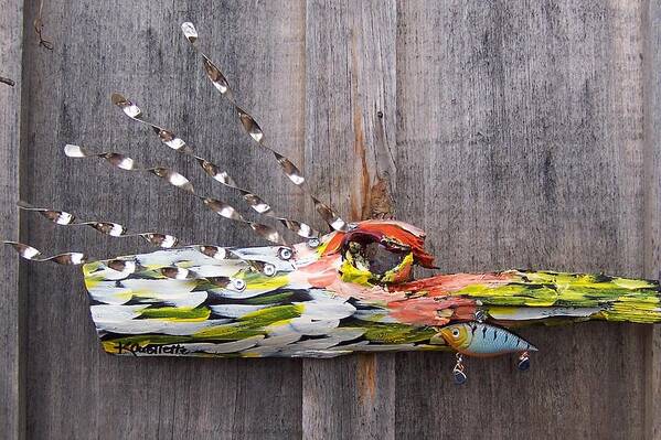 Bird Art Print featuring the sculpture I Love Fish by Krista Ouellette