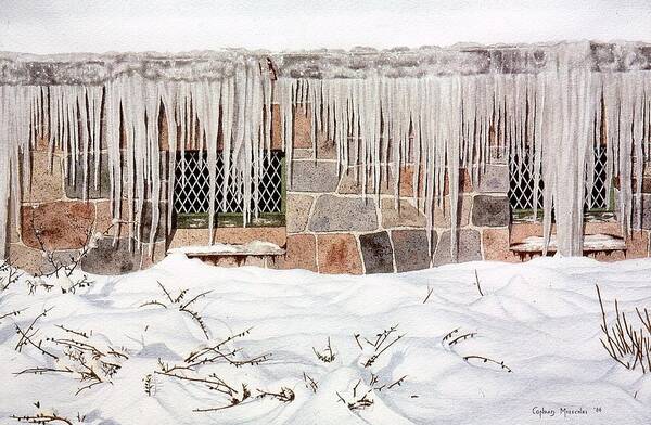 Icicles Art Print featuring the painting Icicles by Conrad Mieschke