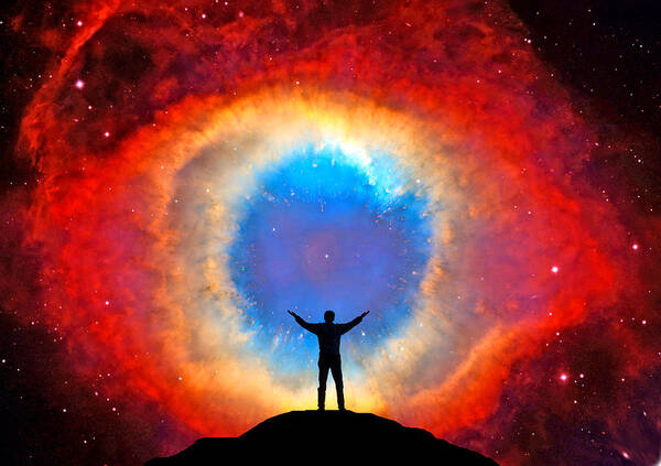 Amateur Astronomer Art Print featuring the photograph In Awe of the Helix Nebula by Larry Landolfi
