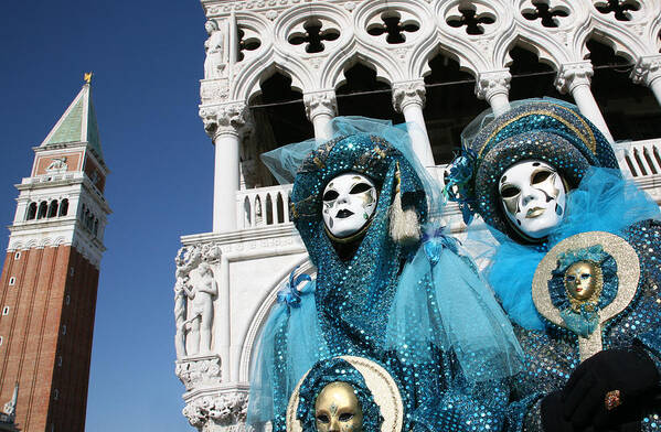 Venice Carnival Art Print featuring the photograph Josiane and Her Other Half at St. Mark's by Donna Corless
