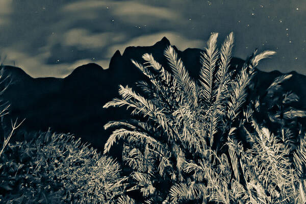 Kauai Photographs Art Print featuring the photograph Kalalau mountains at night 2 by Lannie Boesiger