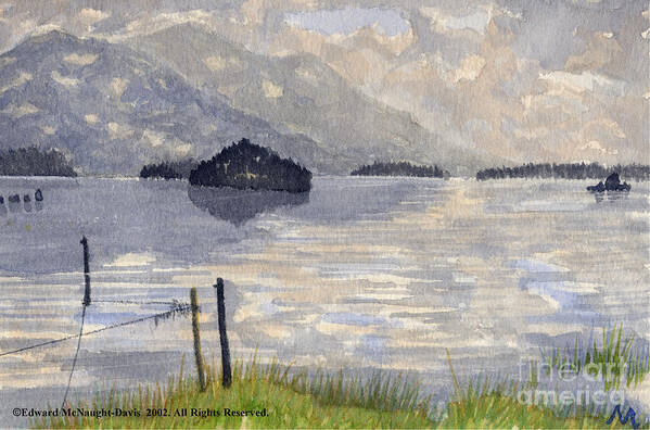 Lake Kilarney Art Print featuring the painting Lake Kilarney Ring of Kerry Watercolour Painting by Edward McNaught-Davis