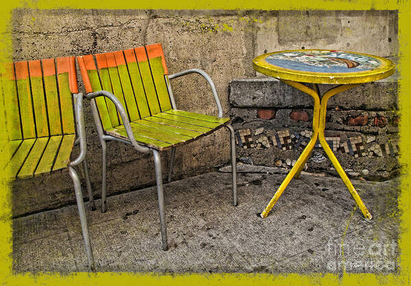 Chairs Art Print featuring the photograph Lime Chairs by Joan Minchak