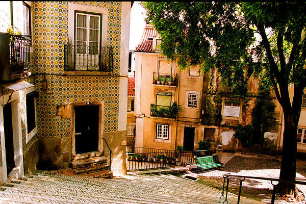 Lisbon Neighborhood Art Print featuring the photograph Lisbon Neighborhood by Claude Taylor